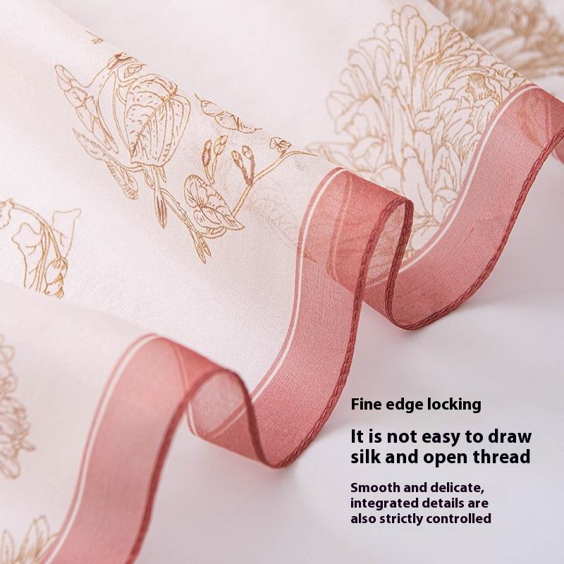 spring and summer fashion high-end mulberry silk summer sun protection shawl thin neck protection foreign style scarf