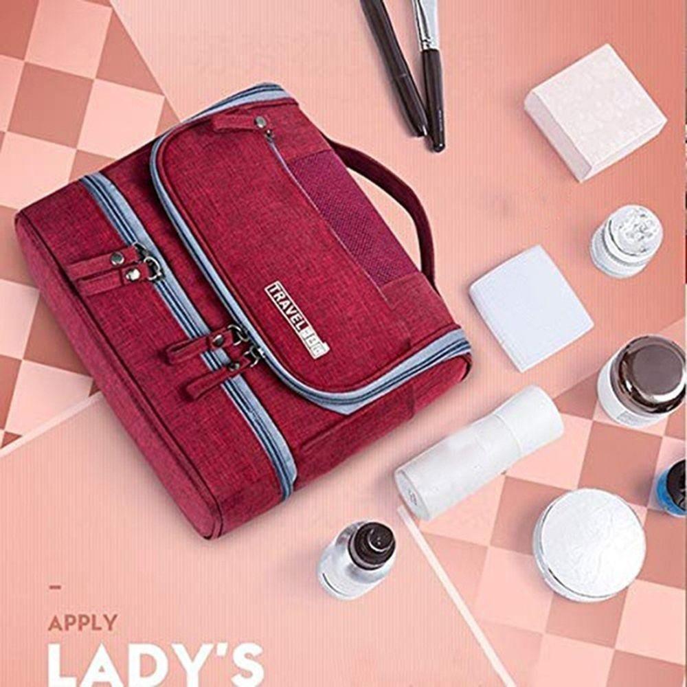 Solid Color Hanging Makeup Bag Multifunctional Waterproof Cosmetic Bag Dry-wet Separation Oxford Cloth Toiletry Organizer Bag