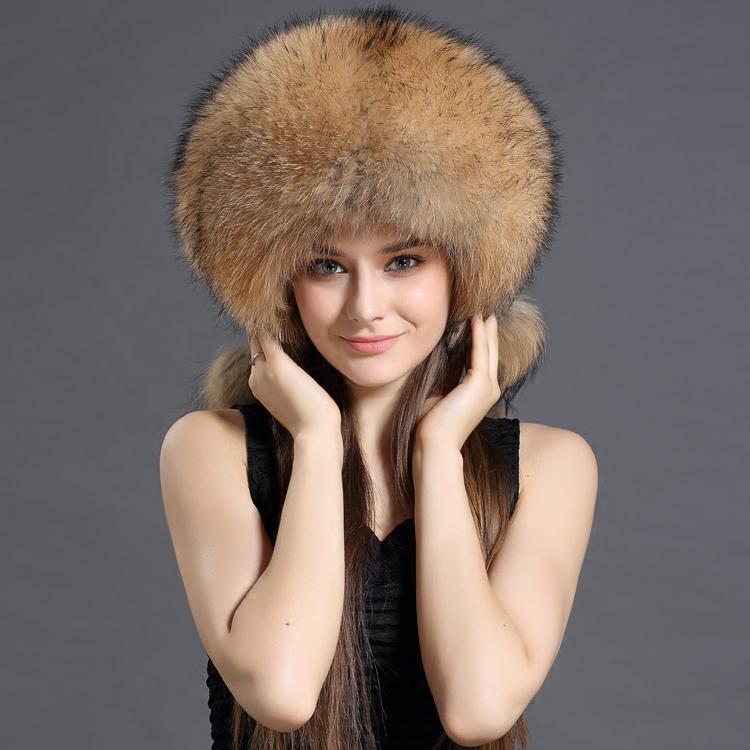 Nuovo cappello Lei Feng in vera pelle con pelliccia di volpe cappello di pelliccia autunno e inverno cappello da donna nord-orientale pelo di procione cappello grande a cinque pompon cappello alla moda