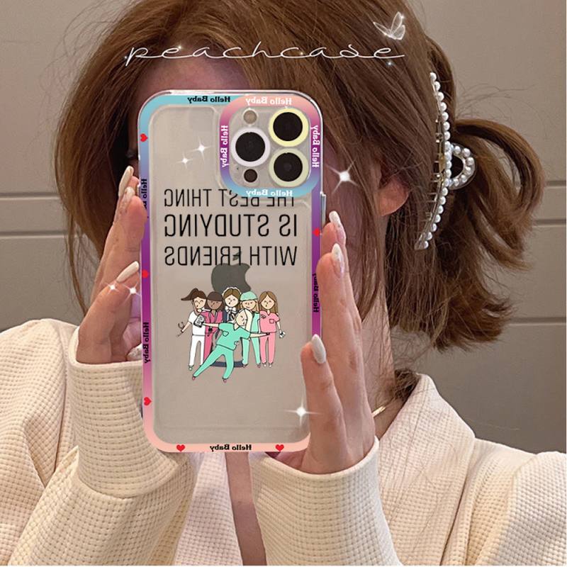 Cartoon Medicine Doctor Nurse Phone Case for iPhone 11 12 13 Mini Pro Max 14 Pro Max Case shell