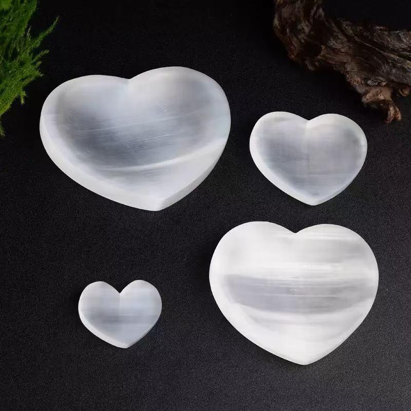 Natural Moroccan Selenite Round Grooved Bowl for Stone and Bracelet Demagnetizing