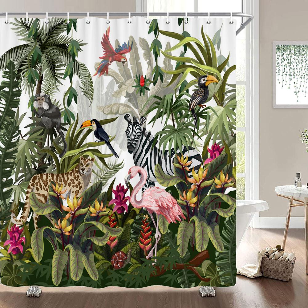 Chinese Style Flower and Birds Tree Shower Curtains Bath Curtain Waterproof Bathroom Decor With Hooks 3d Printing Bath Curtain