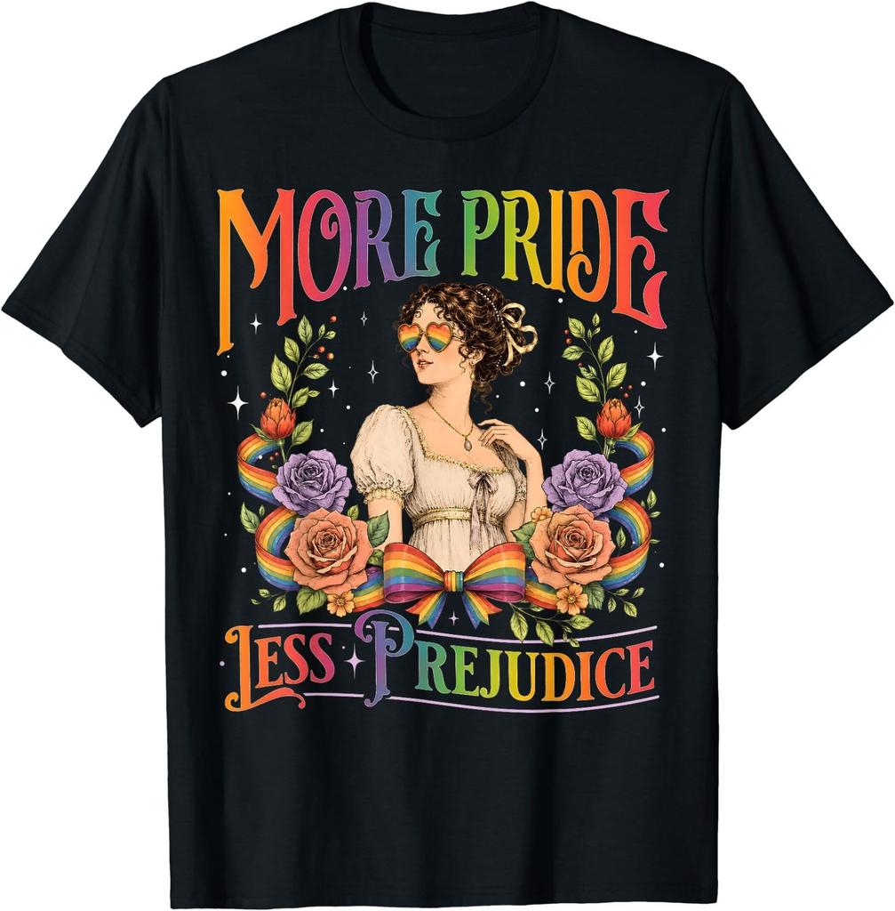More Pride Less Prejudice Rainbow Vintage Pride Aesthetic T-Shirt