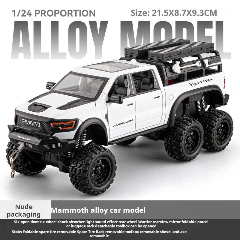 

1:24 Scale Raw Metal T-Rex & Mammoth Pickup Truck Model Large Alloy Off-Road Vehicle Pull Back Collectible Figurine & Gift