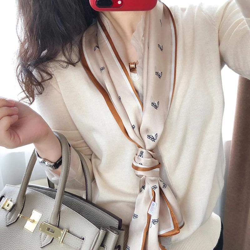 Skinny Satin Silk Scarf for Women Hair Bands Neck Tie Belt Headband Lady Wraps Headkerchief Bandana Silk-like