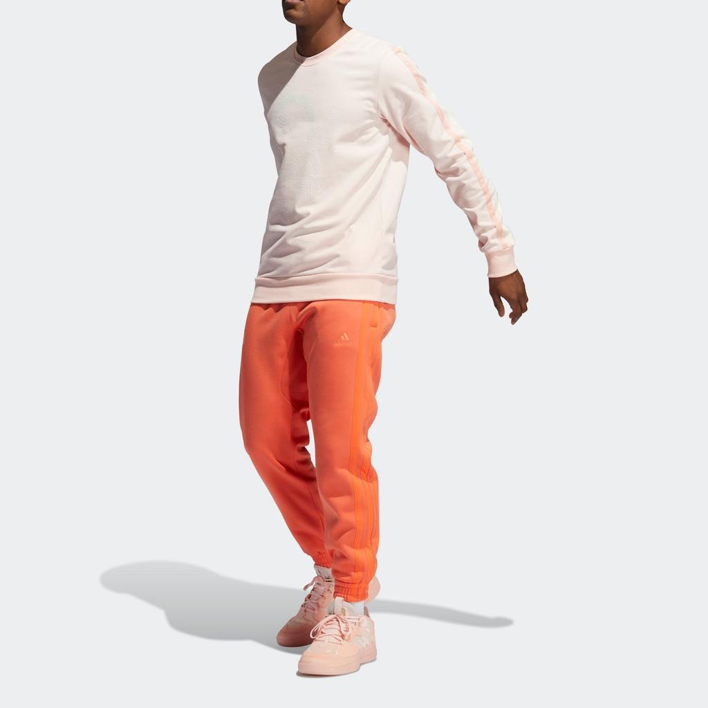 Adidas Decorate Cr Basketball Casual Sports Striped Crew Neck Sweatshirt Men Tops Pink GU0508