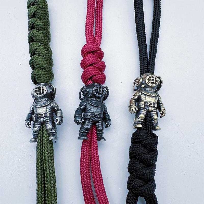 Diver Figurine Brass Knife Beads Edc Diy Woven Bracelets Lanyard Pendants Accessories Outdoor Tool Hangings Charms Gift