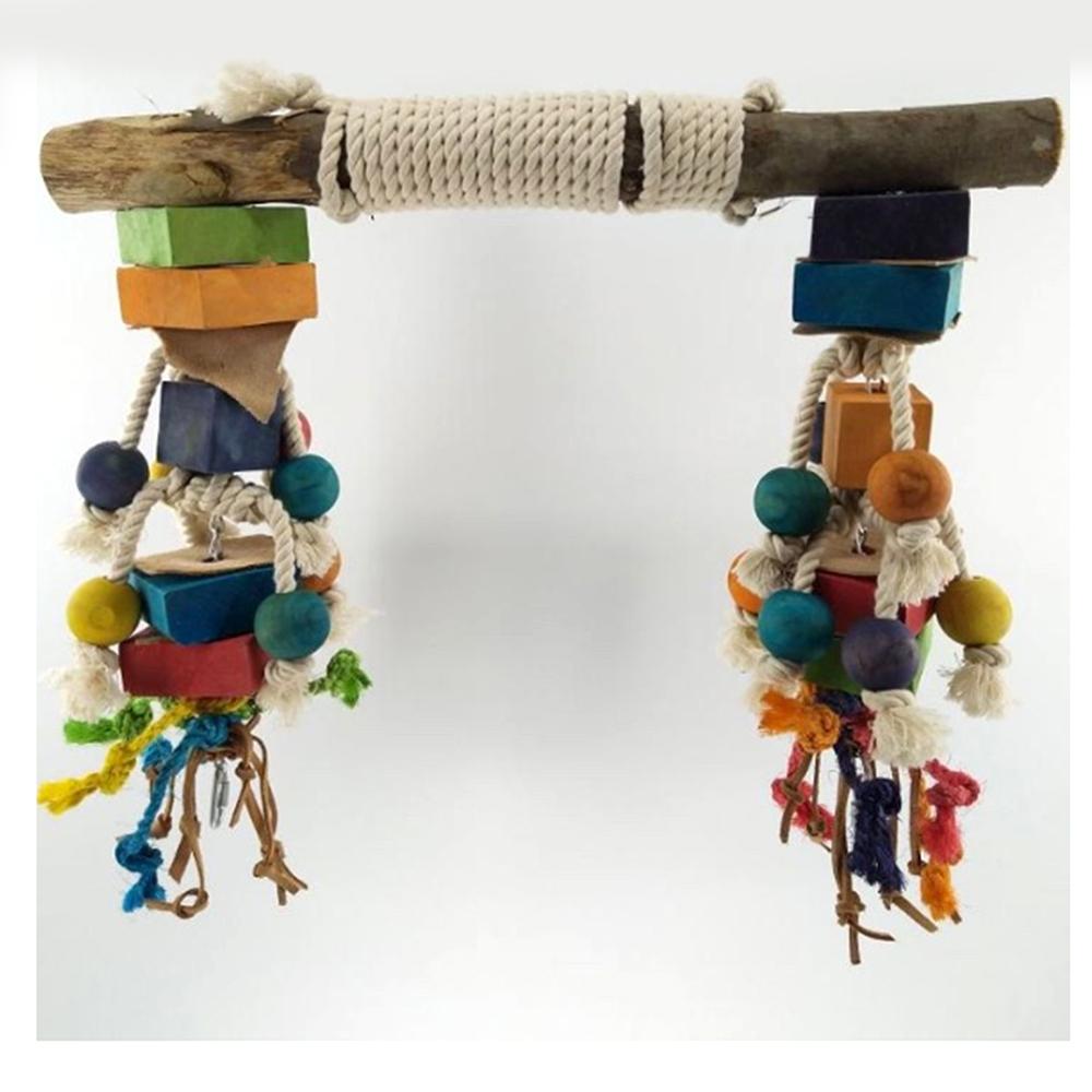 Papageien Kauspielzeug Bunte Bausteine Baumwollseil Schaukelspielzeug Vogel Kauschaukel