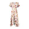 Women's V-Neck Waisted Floral  Print Short Sleeve Dresses