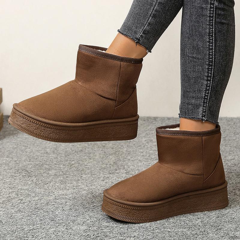 Thicken Plush Women's Snow Boots Winter Anti Slip Platform Cotton Padded Shoes Woman Faux Suede Fleece Lining Short Booties 42