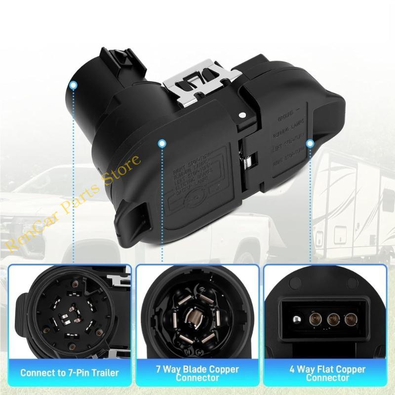 7 Way & 4 Flat US Trailer Wiring Harness with Mounting Bracket for USCAR Socket Pickup Truck