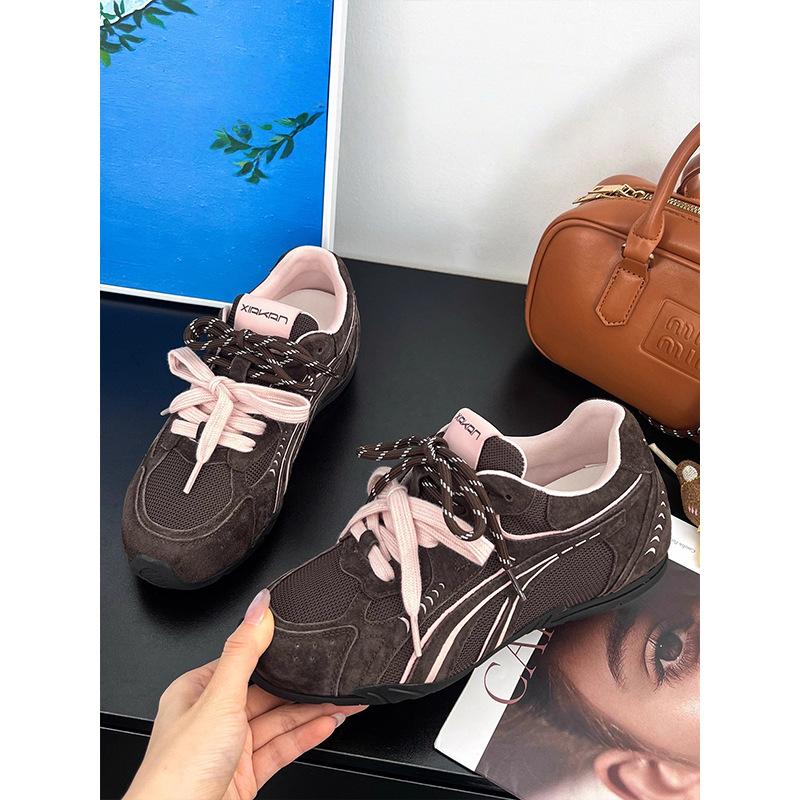 Korean mesh lace-up German training shoes for women's 2025 autumn new fashion versatile and comfortable sports and leisure retro board shoes