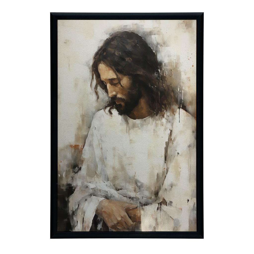 Poster The Holy Silence of Jesus Poster The Holy Silence of Jesus, 30X40 Cm, White Wooden Frame, 230 Gsm Matte Paper