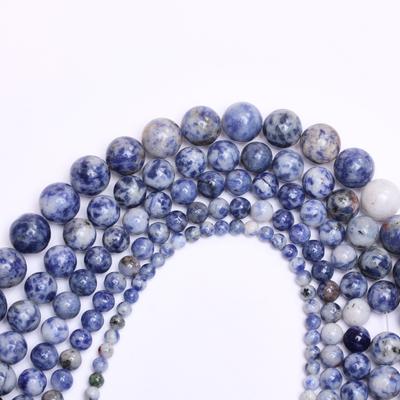 Home Party Supplies for Jewelry Making 40-15pcs Natural Stone Beads 4 6 8 10 12mm Fashion DIY Handwork Blue Dot Beading Accessories Round