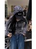 Original Style Striped Hooded Long-Sleeve Women's T-Shirt, Early Autumn Design, Slimming and Flattering