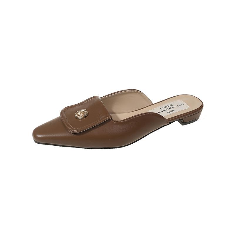 

Elegant temperament small fragrant wind camellia pointed head bag head sandals women s spring and summer new high heels women s thin heels low heels 39 коричневый