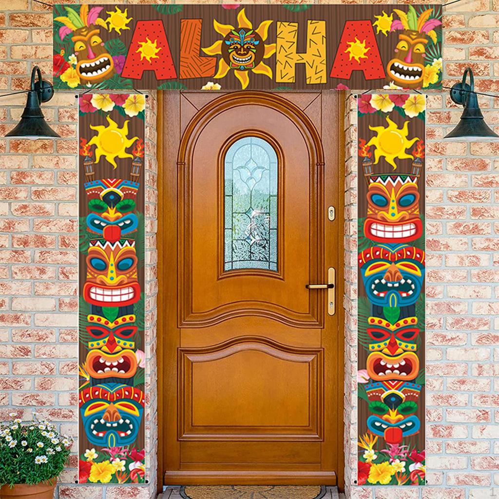 Door Banner Luau Party Decoration Tropical Porch Sign for Hawaiian Wall