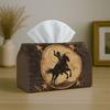 1pc Western Cowboy Rodeo Tissue Box Cover, Horse Silhouette Sepia Star High-Quality, Durable, Lightweight, Foldable Storage, Ideal for Living Room and