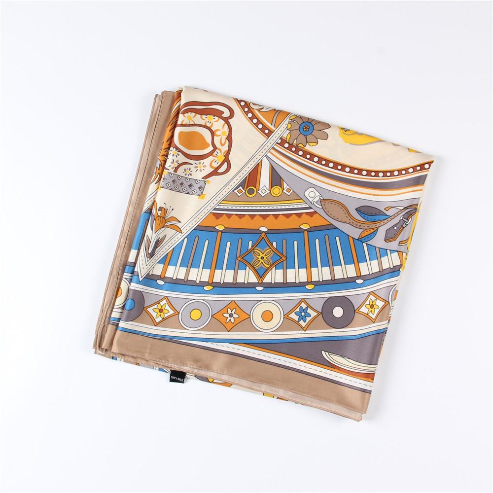 Silk Scarf Women Animals Print Stoles Square Scarves Wraps Large Bandana NecKerchief Lady Hijabs Female Silk Foulards 130CM