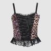 European Gothic Leopard Lace-Up Corset Mini Camisole