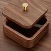 Practical Portable Desktop Toothpick Box Walnut Wood Vintage Dental Floss Box with Cover Durable Cotton Swab Jar Daily Use