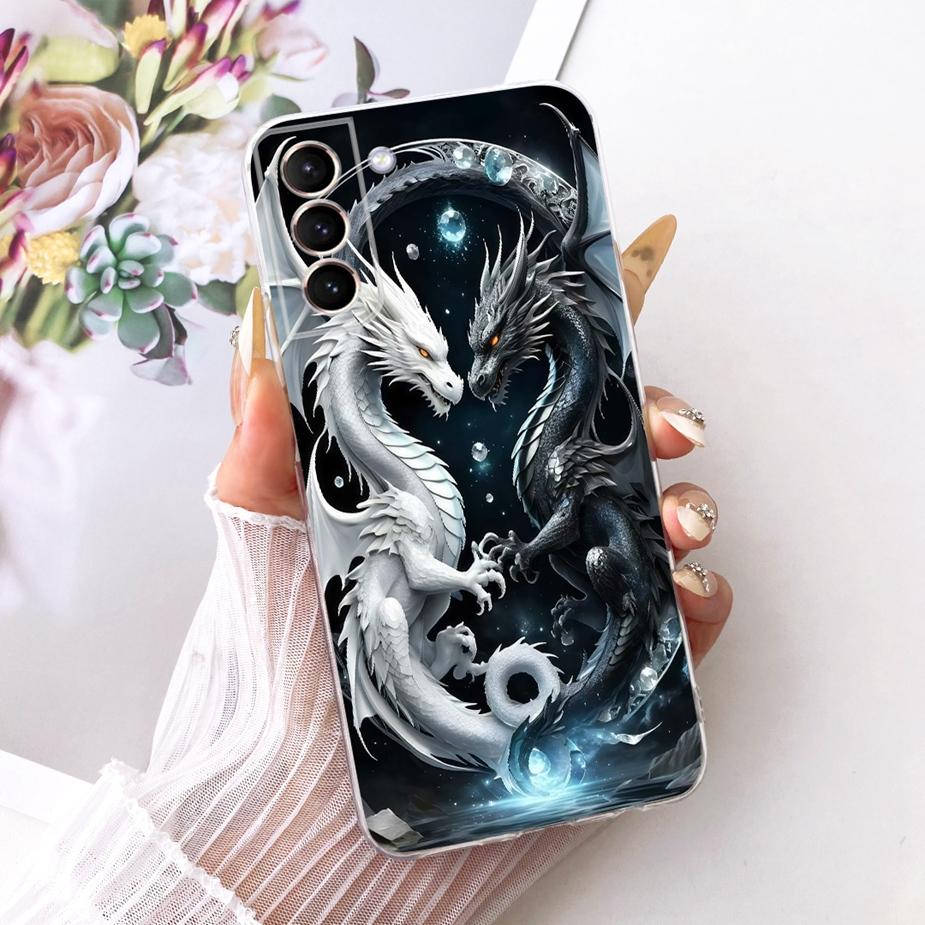 For Samsung Galaxy S21 Plus Case S21 FE Luxury Bow Flowers Painted Cover Soft Silicone Case For Samsung S21 Ultra S 21 S21+ Bags