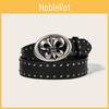 Punk Leather Belt For Men With Alloy Buckle And Studded Rivets For Casual Streetwear