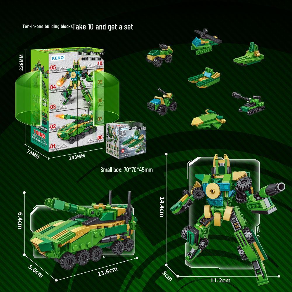 Boy s Educational Military Series: Ares Mecha Tank & Airplane Combinable Building Blocks Toy