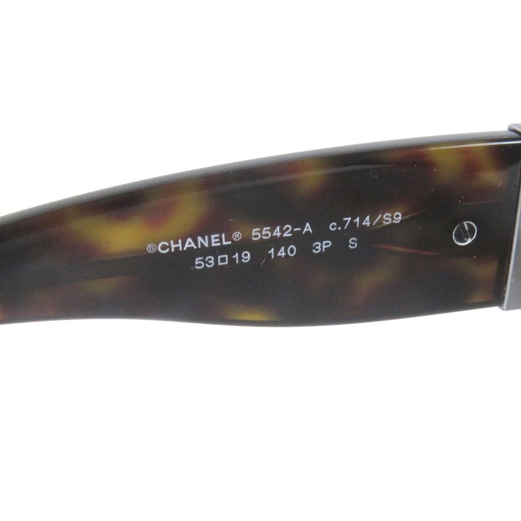 Excellent CHANEL Sunglasses Rectangle Shape COCO Mark Eyewear Brown Used