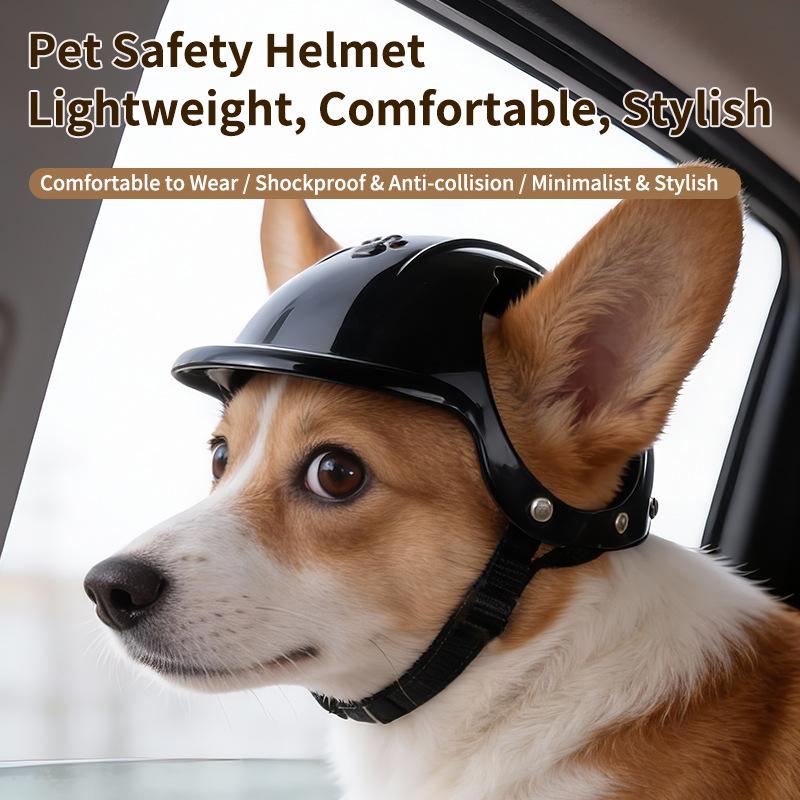 Motorcycle Helmet for Pets Stylish Outdoor Sports Headwear for Dogs Cats Safety