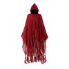 Halloween Hooded Cloak Cape Distressed Gauze Ragged Hem Ghost Grim Reaper Gothic Vampire Costume Robe for Men Women