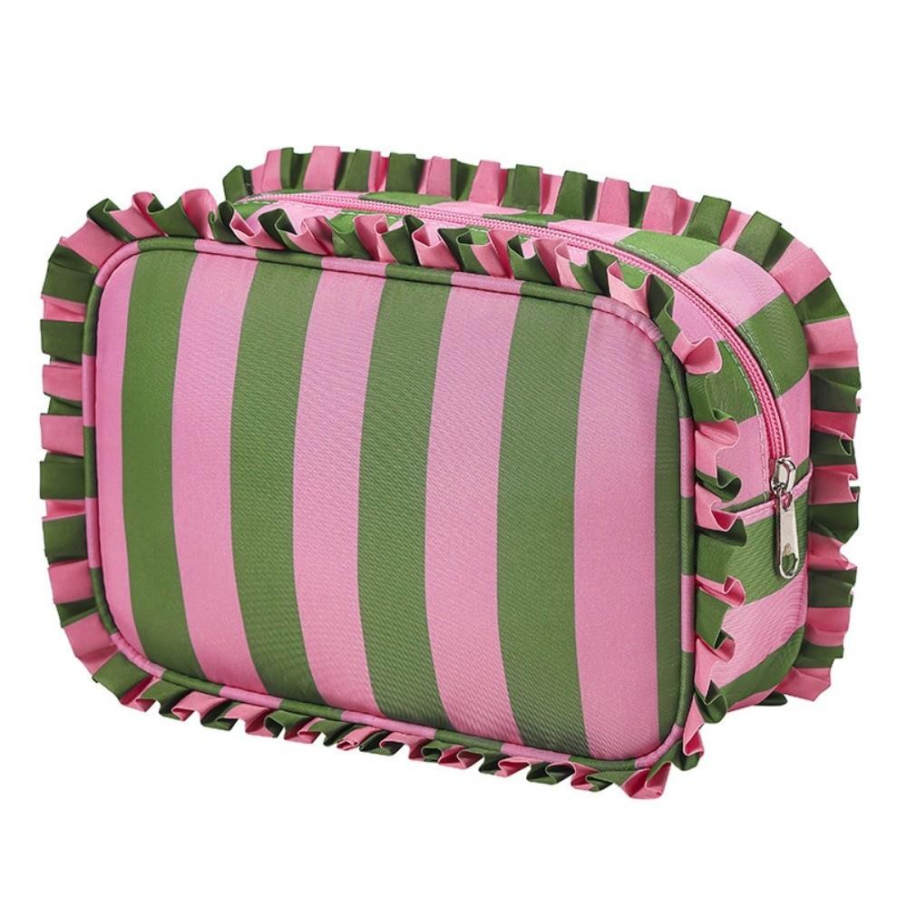 Ruffle Decoration Women's Makeup Case Colorful Travel Zipper Pouch Toiletries Organization