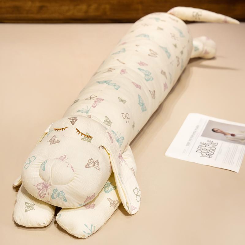Floral Printing Puppy Cuddly Hurl Bolster Pure Cotton Filled Long Cushion Comfortable Sleepy Pal Pretty Sleeping Space Ornament