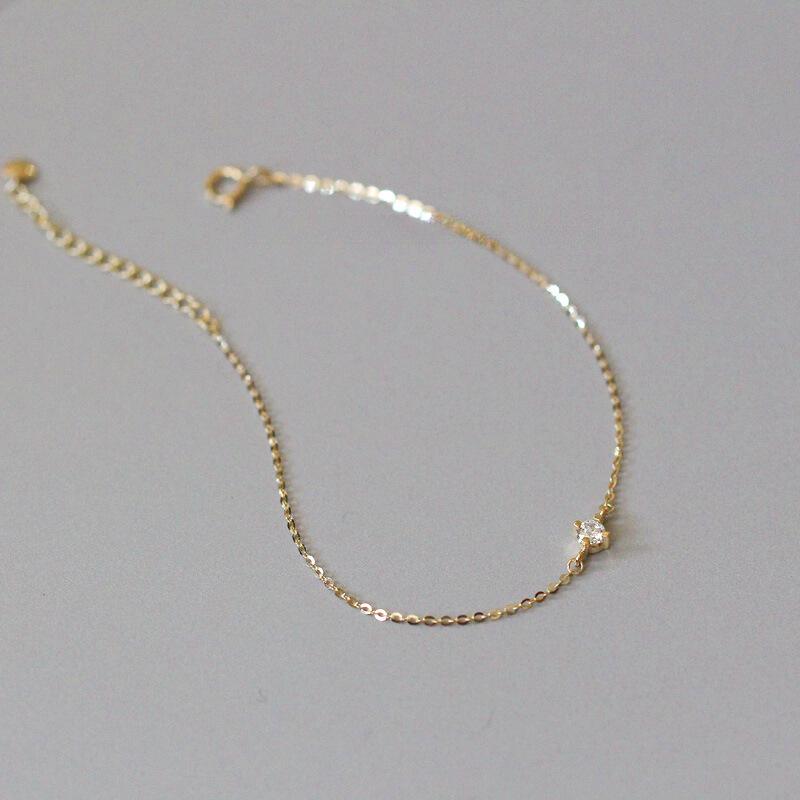 925 Sterling Silver Gold Plated Cubic Zirconia Dainty Bracelet Adjustable Minimalist Chain Bracelet for Women