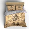 Vintage Mermaid Map Design Bedding Duvet Cover Set Duvet Cover Pillowcases  (1*Duvet Cover 2*Pillowcases, Without Duvet Insert)