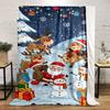 Christmas Scene with Santa and Reindeers Patterned Flannel Blanket Perfect for the Bedroom Living Room, Sofa, or a Little Nap