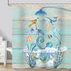 Funny Sea Turtle Shower Curtain,Hilarious Octopus Seaweeds In Bath Ocean Fish Seahorse Jellyfish Humor Shower Curtains for Bathroom,Fabric Bath