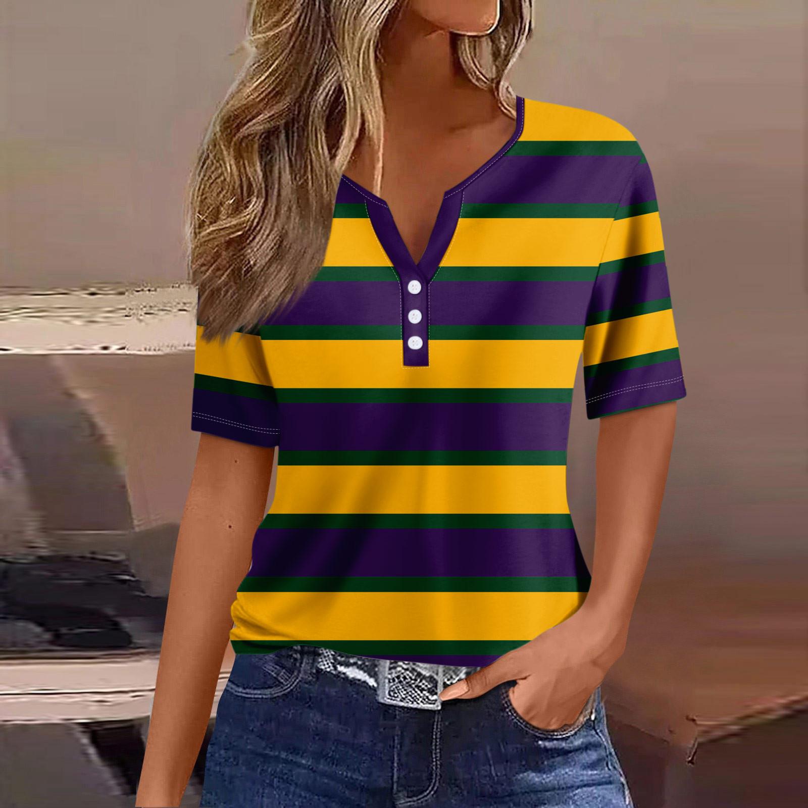 

Женская повседневная футболка с v-образным вырезом и коротким рукавом с цветочным принтом и декоративными пуговицами, топ XL жёлтый