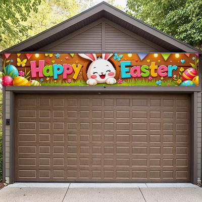 Decorative Rabbit Easter Banner Spring Easter Decoration Easter Egg Banner For Party Decor Indoor Decoration Holiday