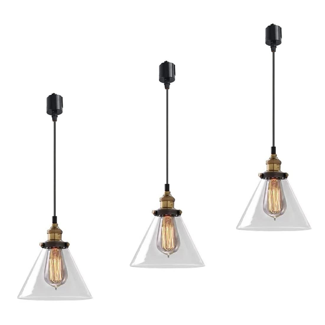 

This stylish, three-light glass pendant light features an E26 base, a Nordic-style design, and is suitable for ceiling lighting, duct rail