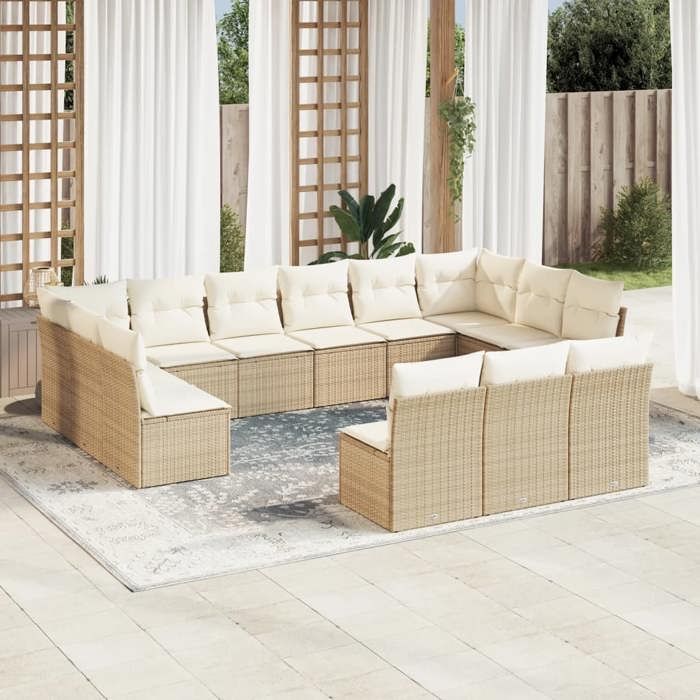 VidaXL Bois de Pin Massif Salon de Jardin 11 pcs avec Coussins Mobilier de Patio Meubles d'Extérieur Mobilier de Jardin 3096924