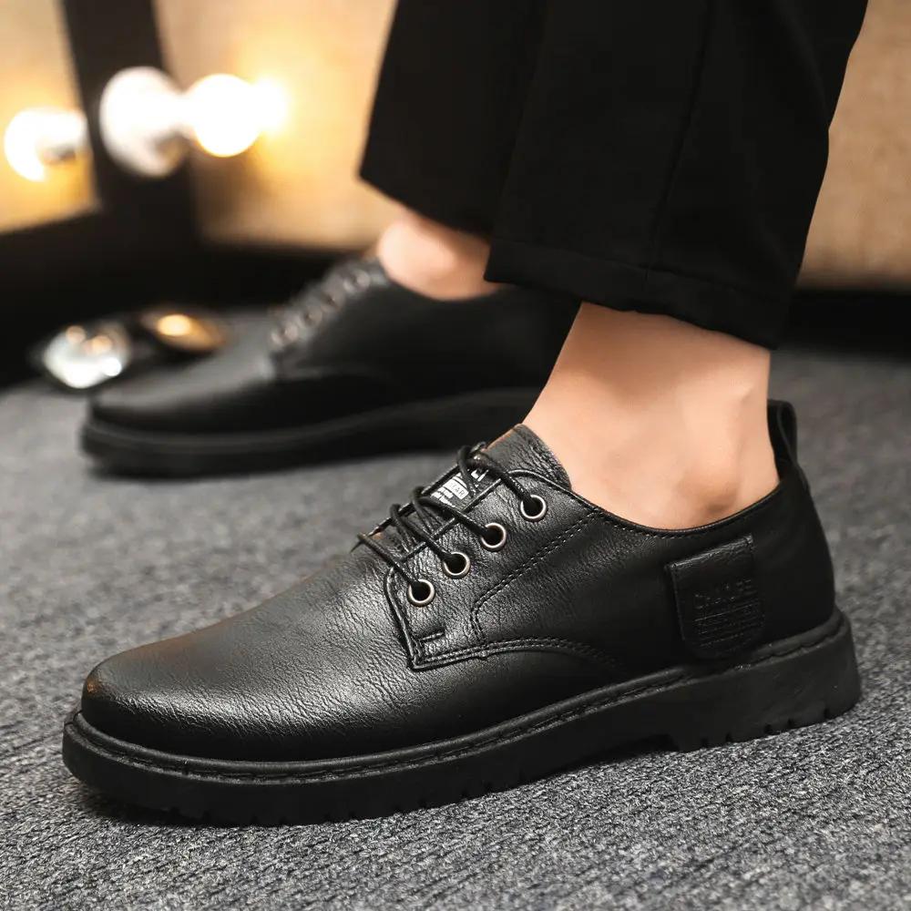 Man Casual Shoe Flat Round Toe Non Slip and Waterproof Leather Shoes for Men Social New In Promotion Shipping Free Designer Pu
