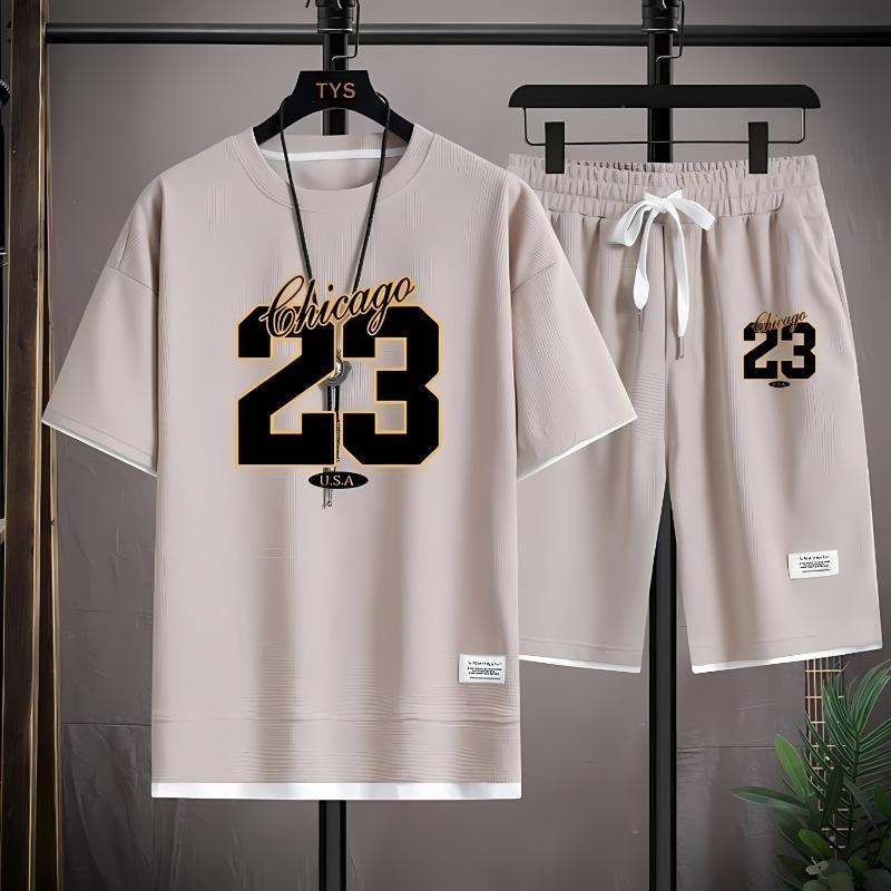 2025 Summer Men's Set Street Fashion Casual Short Sleeve 2-piece Set 3D Digital Printed Sportswear