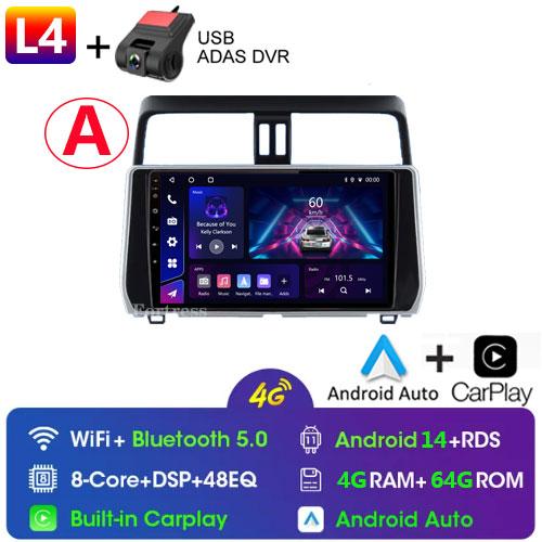 For Toyota Land Cruiser Prado 150 2018 2019 - 2022 Carplay 360 Camera Auto Android 13Car Radio Multimedia Player GPS Stereo Wifi