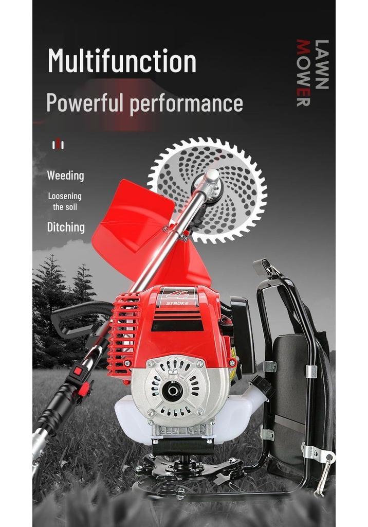 High-Power Four-Stroke Backpack Grass Trimmer & Side-Mounted Agricultural Weeder