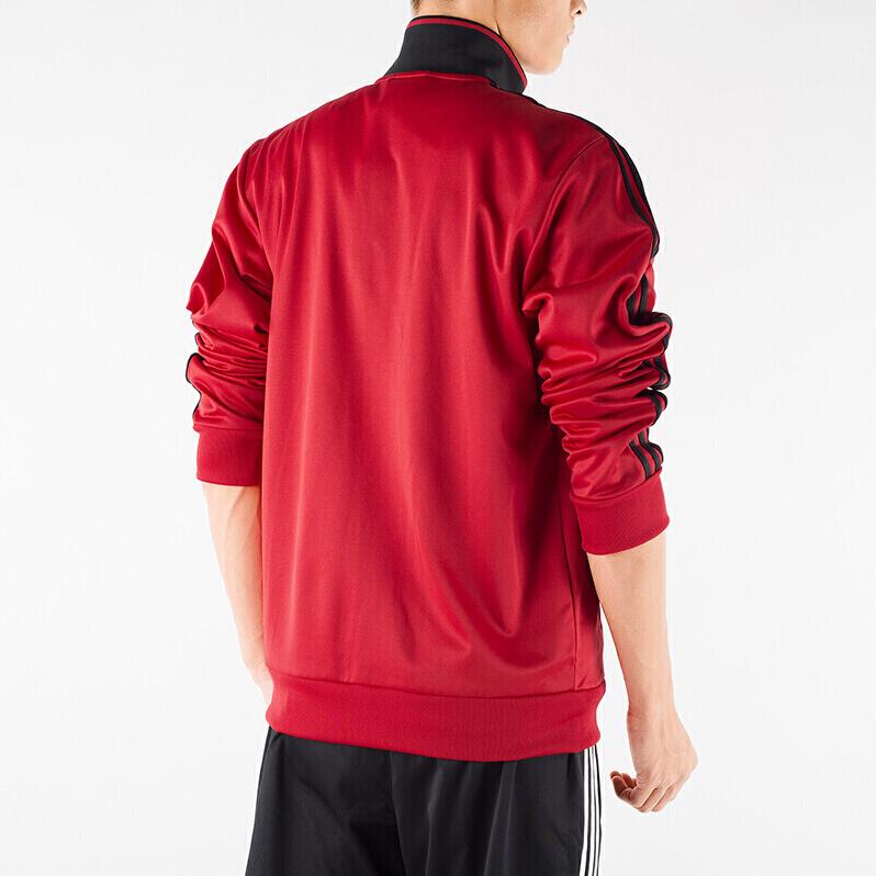 adidas Logo Print Stand Collar Zip Jacket Men Outerwear Red BQ2232