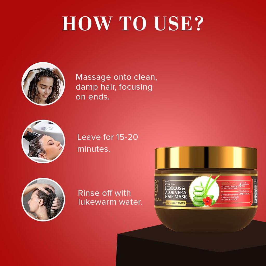 Khadi Natural Powered Botanics Hibiscus & Aloe Vera Hair Mask 200 gm Deep Nourishing Repair Treatment