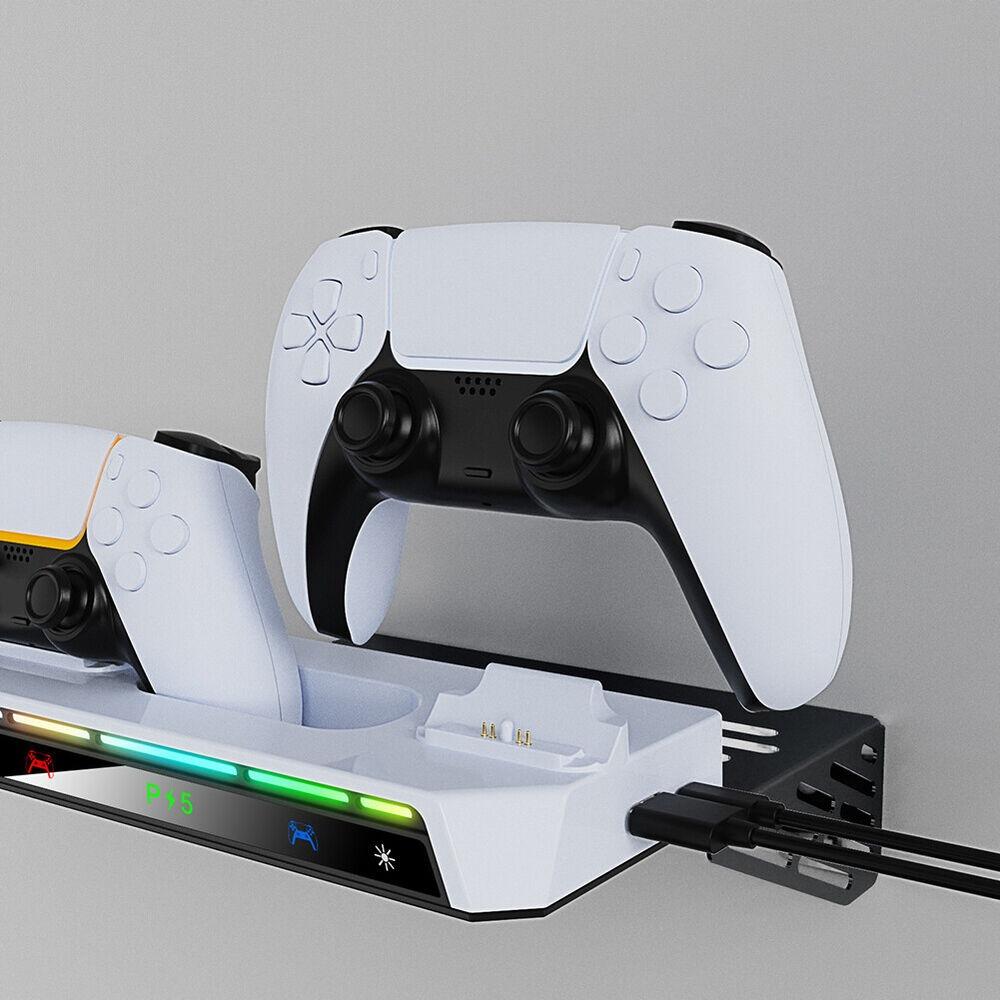 Wandhalterung mit Dual-Controller-Ladegerät für Playstation5 Slim Disc & Digital