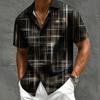 Men's Abstract Geometric Line Print Shirt,  Beach Vacation Casual Wear for Men