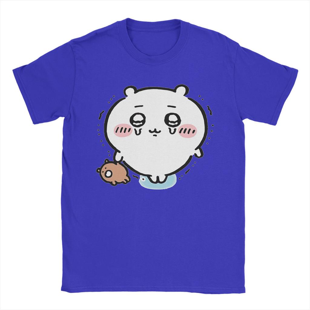 Men's Chiikawas Crying Cute Bear T Shirts  Pure Cotton Clothing Novelty Short Sleeve Crew Neck Tees Plus Size T-Shirts
